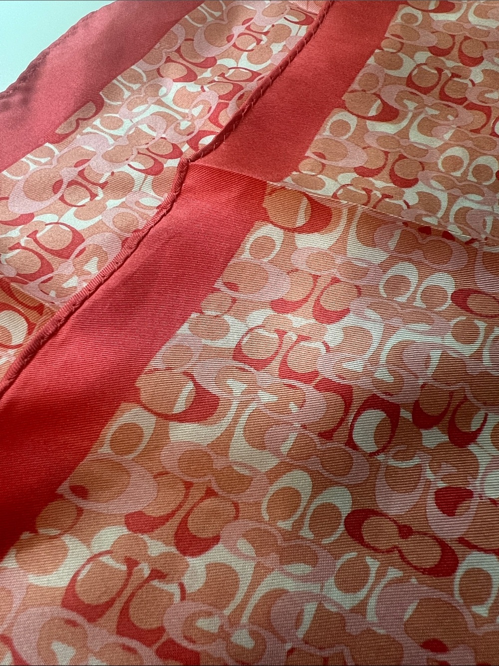 Vintage Coach Pink Signature Silk Scarf - Picture 5 of 7